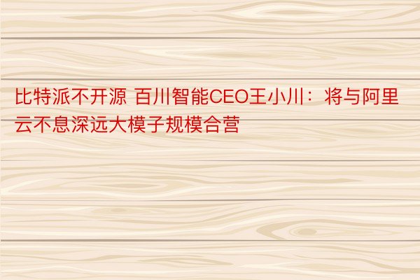 比特派不开源 百川智能CEO王小川：将与阿里云不息深远大模子规模合营