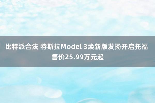 比特派合法 特斯拉Model 3焕新版发扬开启托福 售价25.99万元起