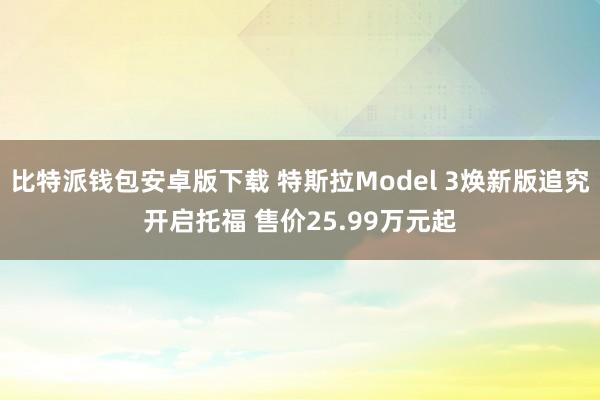 比特派钱包安卓版下载 特斯拉Model 3焕新版追究开启托福 售价25.99万元起